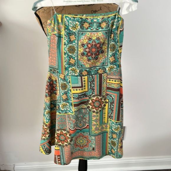 Judith March Dresses & Skirts - Judith March strapless turquoise aqua multi color Summer dress
